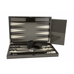 Dal Rossi Italy 18" Carbon Fibre Finsh Folding Backgammon Set 46cm Board Game - Picture 1 of 3