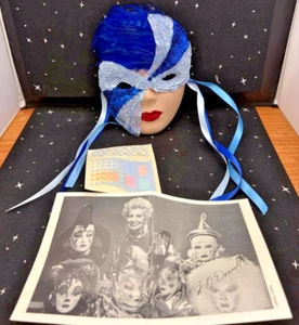 Fancy Faces New Orleans Ceramic Mask Pat O'Donnell Blue Sequins & Ribbons 6.5"x5 - Picture 1 of 14