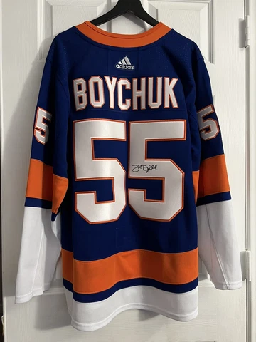 NY Islanders Adidas Mens Blue ‘Climalite Boychuk Signed Jersey Size 52 Large Cover