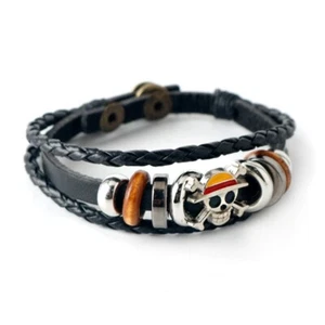 One Piece Anime Luffy Piratenstrohhut Logo Lederarmband Armband Geschenk - UK - Bild 1 von 5