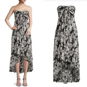 NWT Ungaro Tracie Plisse Black Floral Tube Midi Dress MEDIUM - Foto 1 di 10