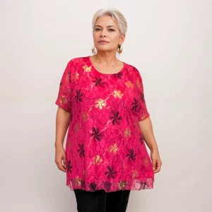 BLUSA MUJER ROCKTHOSECURVES TALLA GRANDE BORDADA MANGA CORTA FIESTA NOCHE - Imagen 1 de 11