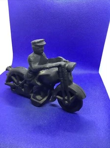 Vintage Cast Iron Motorcycle Cop Harley Davidson Toy Indian Biker Metal S13 - Picture 1 of 5