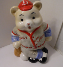 Vintage 1991 Ceramic Teddy Bear Coin Bank Bear Baseball Team  12" Tall w/Stopper