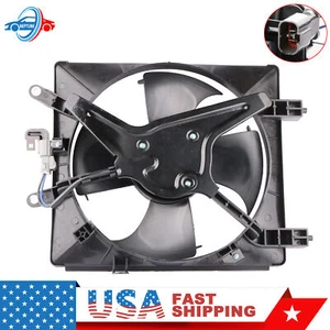 Left Side AC Condenser Radiator Cooling Fan For 2001-05 Honda Civic 01 Acura EL - Picture 1 of 13