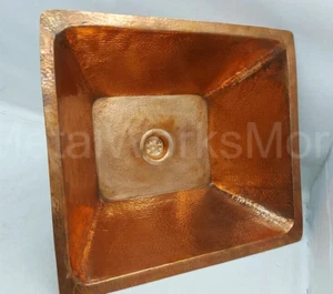 (16"X14") Pyramid Rustic Copper Sink - Hammered Farmhouse Copper Basin Vanity - Picture 1 of 6