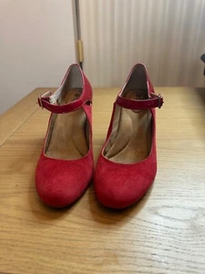 Giani Bernini Size 8.5 Red Suede Mary Jane Heels Ankle Strap - Picture 1 of 14