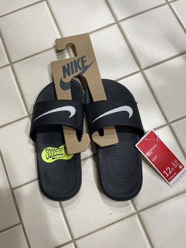 Nike Kawa Slide bambini giovani nero bianco solare morbido 12C