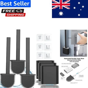 Flexible Silicone Toilet Brush with Holder - Space-Saving Bathroom Cleaner - Picture 1 of 11
