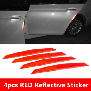 4x Red Universal Car Door Open Sticker Edge Guard Reflective Tape Warning Decal - Foto 1 di 7