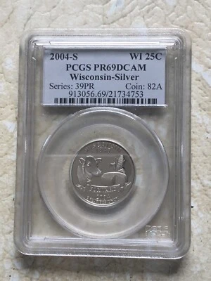 2004-S Wisconsin Silver Proof State Quarter PCGS PR69DCam Coin - Image 1 of 4