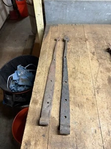 Blacksmith Forged Wrought Iron Primitive Spade Rat Tail Barn Door Strap Hinges - Picture 1 of 14