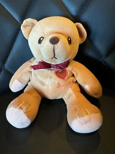 Peluche Cherished Teddies January 8" oso tostado con corazón rojo y arco - 1999 - Imagen 1 de 5