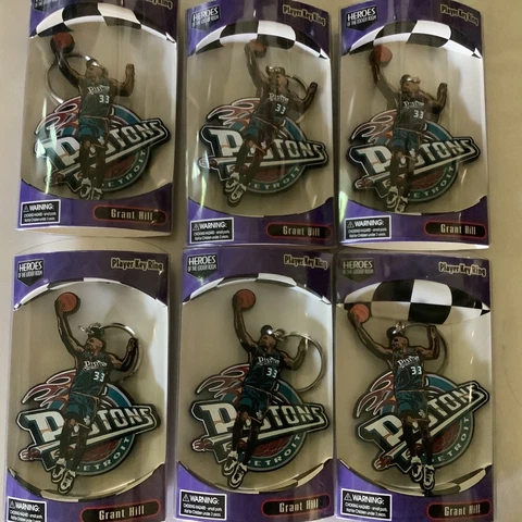 Lot of 6 HEROES OF the locker room GRANT HILL pistons KEY RING 1998 keychain NEW Cover