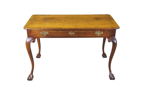 Vintage Baker Stately Homes Chippendale Walnut Writing Desk Ball & Claw Feet 45" Cover