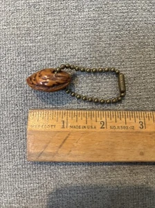 Vintage Unique Peach Pit (plastic) Keychain w/brass Chain - Picture 1 of 2