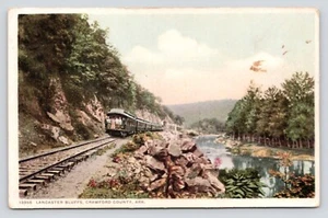 Fred Harvey Lancaster Bluffs Crawford County Arkansas Train People UNP Postcard - Picture 1 of 2