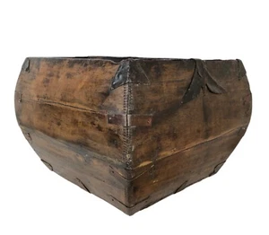 Chinese Grain Rice Measure Wooden Bucket basket Box 19th Century Antique - Picture 1 of 7