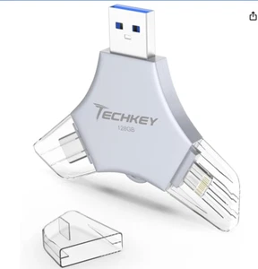 Clé USB 3.0 128Go pour iPhone, 3en1 Mémoire Externe Photo Keeper Stockage - Photo 1/7