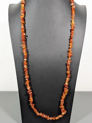 Collar Playa Costero Tribal Color Ámbar Marrón Piedra Chip 34 pulgadas Foto 1 de 4