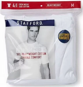 Stafford 4er Pack Herren 100% Baumwolle Heavy Weight Rundhals T-Shirts weiß - Bild 1 von 4