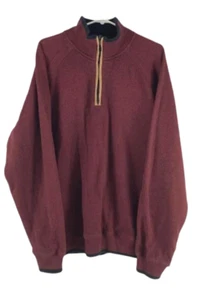 Vintage Norm Thompson Men's XL Red Half Zip Knit Sweater Made in Macau - Picture 1 of 5