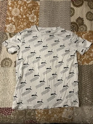 Camiseta Puma Niñas Talla 10-12 Manga Corta Blanca Con Logo Negro Foto 1 de 4