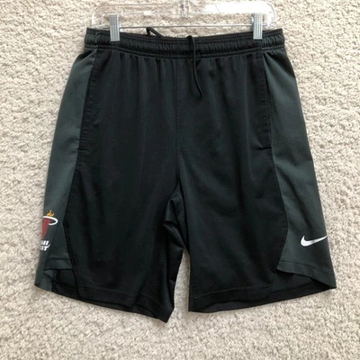Nike Miami Heat Shorts Medium Adult Black Dri Fit Swoosh Athletic Basketball Men - Image 1 of 4