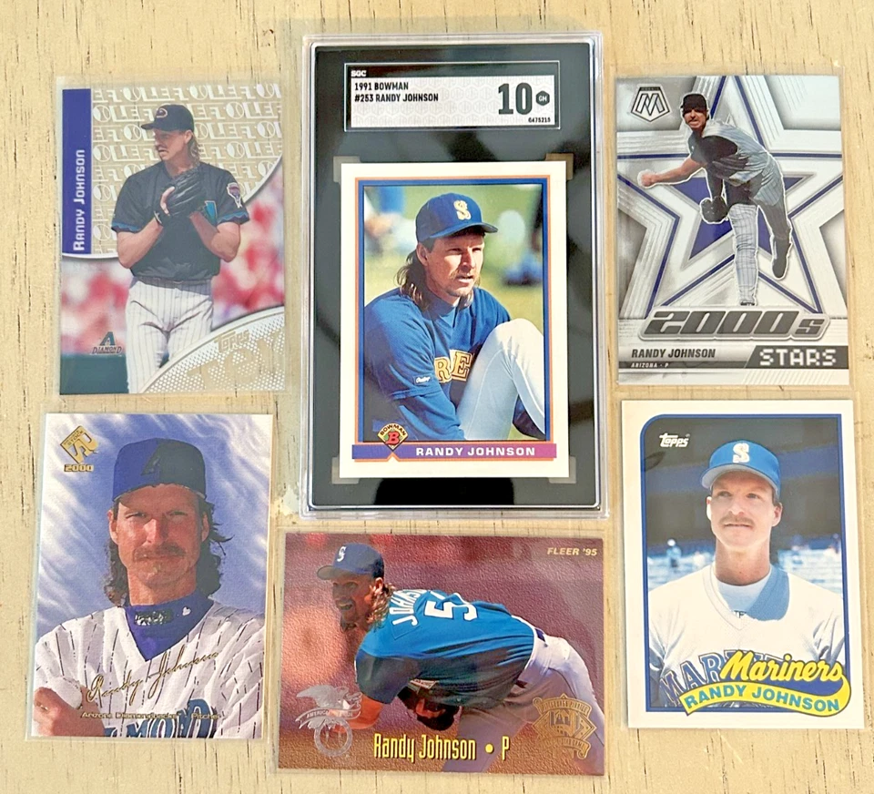 RANDY JOHNSON 6 Card Lot - 1989 Topps Traded (RC), 1991 Bowman SGC 10, More! - Image 1 of 1