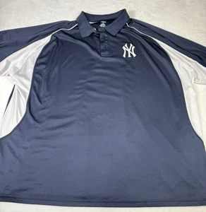 Vintage New York Yankees Polo Shirt Mens 6XL Blue Majestic Performance MLB - Picture 1 of 6