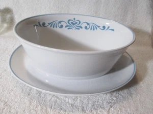 Vintage Franziskaner blau ausgefallen Sauciere befestigt Unterteller - Bild 1 von 6