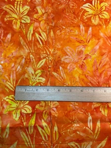 1-2/3 Yards Yellow And Orange Floral Batik Cotton Quilting Fabric - Picture 1 of 4