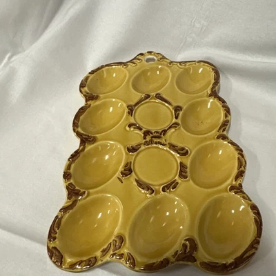 Bandeja de servidor vintage de cerámica dorada cosecha de huevos diabólicos Japón Foto 1 de 3