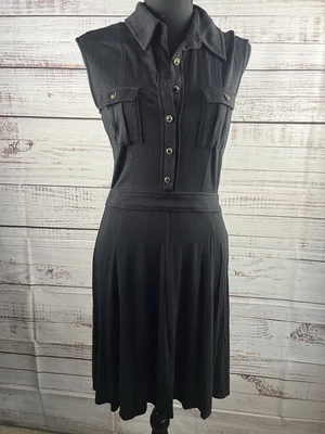 Платье миди женское Jones New York на пуговицах 1/2 маленькое черное без рукавов эластичное - Изображение 1 из 4