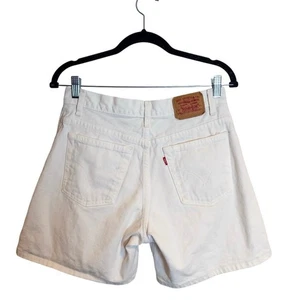 Pantaloncini corti vintage anni 90 Levi’s donna bianco denim mamma vita alta 6,5” taglia 8 - Foto 1 di 6