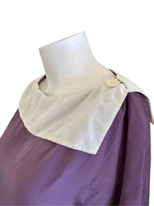 Prophecy Vintage 70er Lavendel Damen Bluse M Matrose Weiß Kragen Kurzarm - Bild 1 von 5