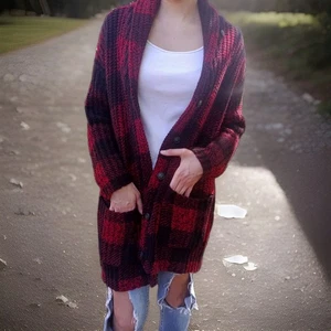 🚨🔥RALPH LAUREN DENIM & Supply DAMEN 100% WOLLE CARDIGAN BUFFALO kariert GR M - Bild 1 von 5