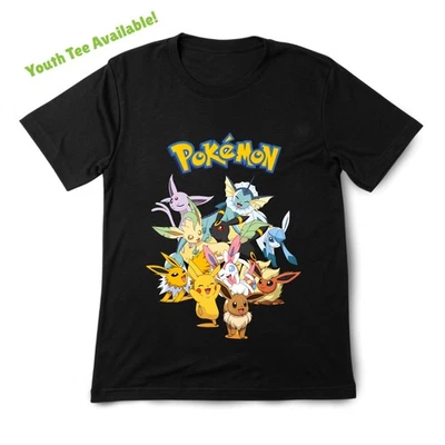 Camiseta Pokémon Eevee Family Youth-Kids’Casual, anime de desenho animado para brincar e escola - Imagem 1 de 3