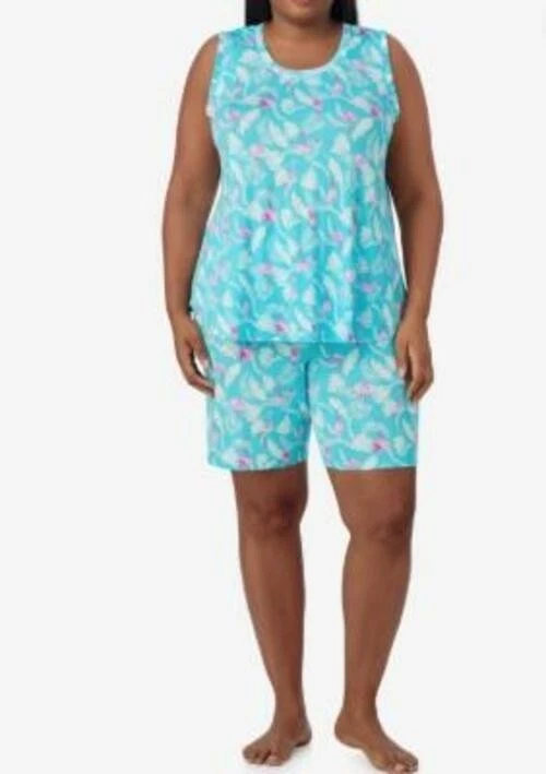 Conjunto de pijama bermudas sin mangas talla grande XL Ellen Tracy Foto 1 de 2