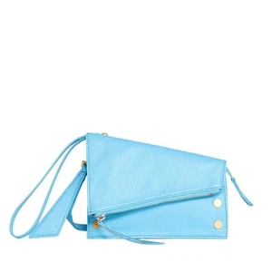 HAMMITT Curtis Clutch Leather Handbag SEA SPRITE BLUE - Picture 1 of 12