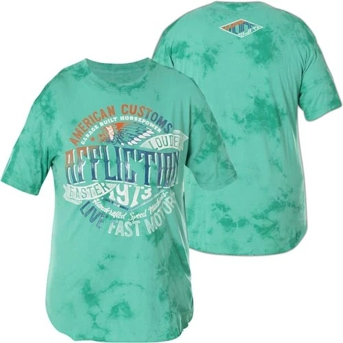 AFFLICTION Damen T-Shirt AC Faster Louder Grün - Bild 1 von 1