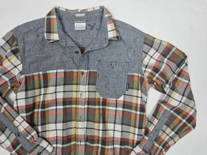 Camisa Columbia Para Hombre XXL Franela a Cuadros Naranja Gris Colorblok Manga Larga - Imagen 1 de 10