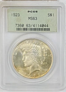 1923 Peace Silver Dollar MS63 PCGS - Picture 1 of 2