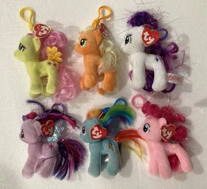Ty MY LITTLE PONY SPARKLE Zaino Clip/Portachiavi Set di 6 con Etichette 3” NUOVO - Foto 1 di 6