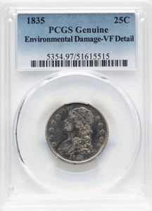 1835 Capped Bust Quarter 25c VF Detail PCGS - Picture 1 of 4