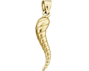 14K Gold 3D Italian Cornicello Horn Pendant - Picture 1 of 6