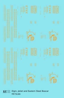 K4 HO Scale Decals Elgin Joliet and Eastern 40 Ft Steel Boxcar Orange - Image 1 of 3