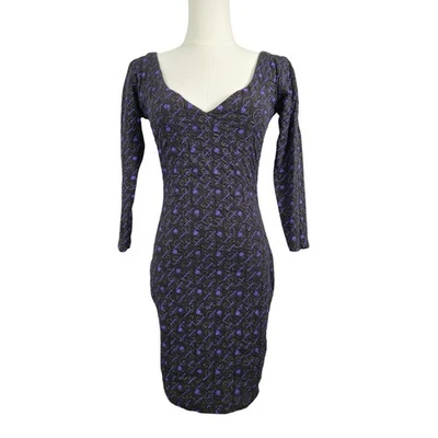 Vestido ceñido al cuerpo vintage años 90 tejido apretado abstracto floral caprichoso post-punk  Foto 1 de 4