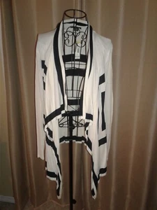 NWT • Cascade Waterfall Open Front Cardigan Black &White Stripes • Small - Picture 1 of 5