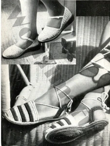 Vintage gehäkeltes Muster Damenschuhe/Sandalen der 1940er Jahre. 2 Stile. Passend. - Bild 1 von 1